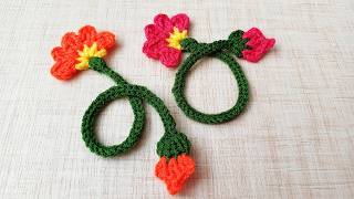 Very beautiful flower and bud bookmark crochet tutorial | Crochet flower bookmark