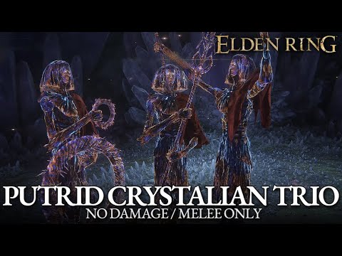 Putrid Crystalian Trio Boss Fight (No Damage / Melee Only) [Elden Ring]