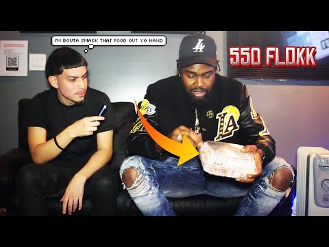 I SMACKED 550 FLOKK FOOD OUT HIS HAND AND THIS HAPPENED... *PRANK GONE WRONG*
