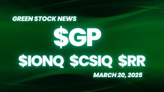 Green Stock News for March 20, 2025: GreenPower Motor, IonQ, Canadian Solar, Richtech Robotics