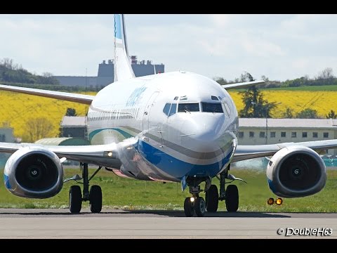 Enter Air Boeing 737-400 SP-ENH & A400M French AF Landing at Clermont Airport !