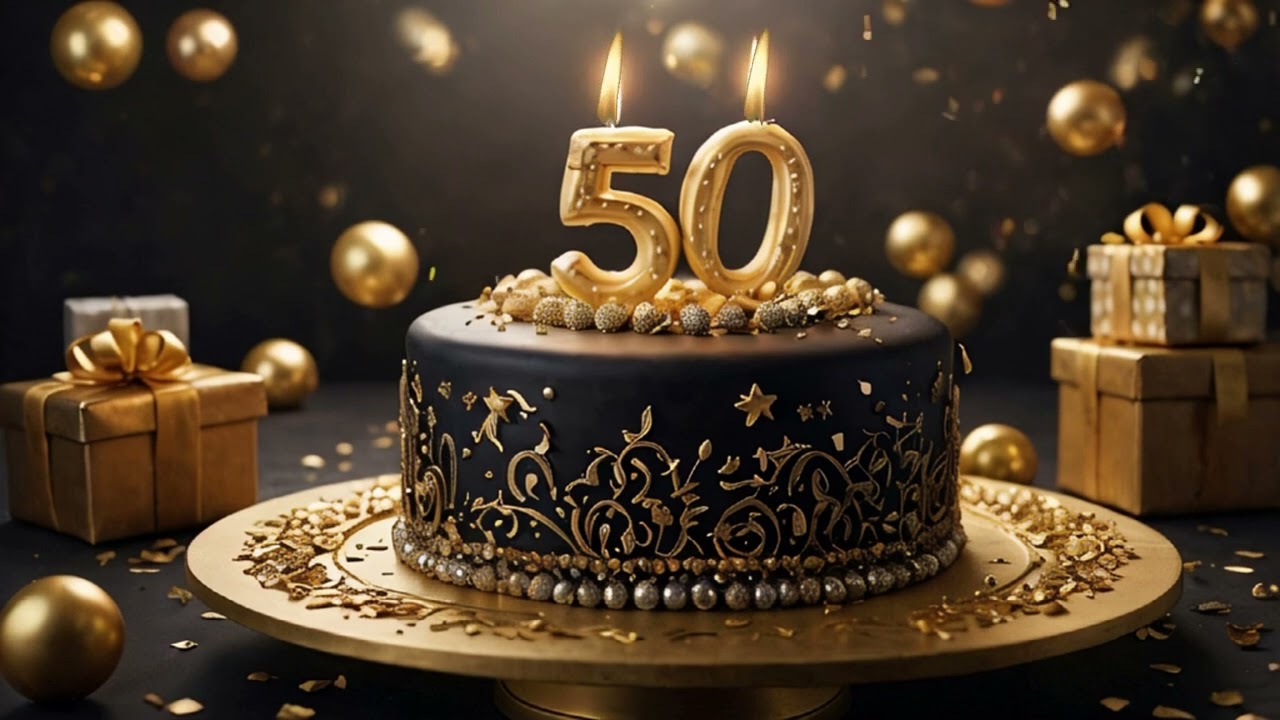 Happy 50th Birthday Cake with Candles & Relaxing Birthday Music – 4 Hours Celebration Ambiance