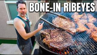Pool Day with the Bevos, Bone-In Ribeyes on the Grill