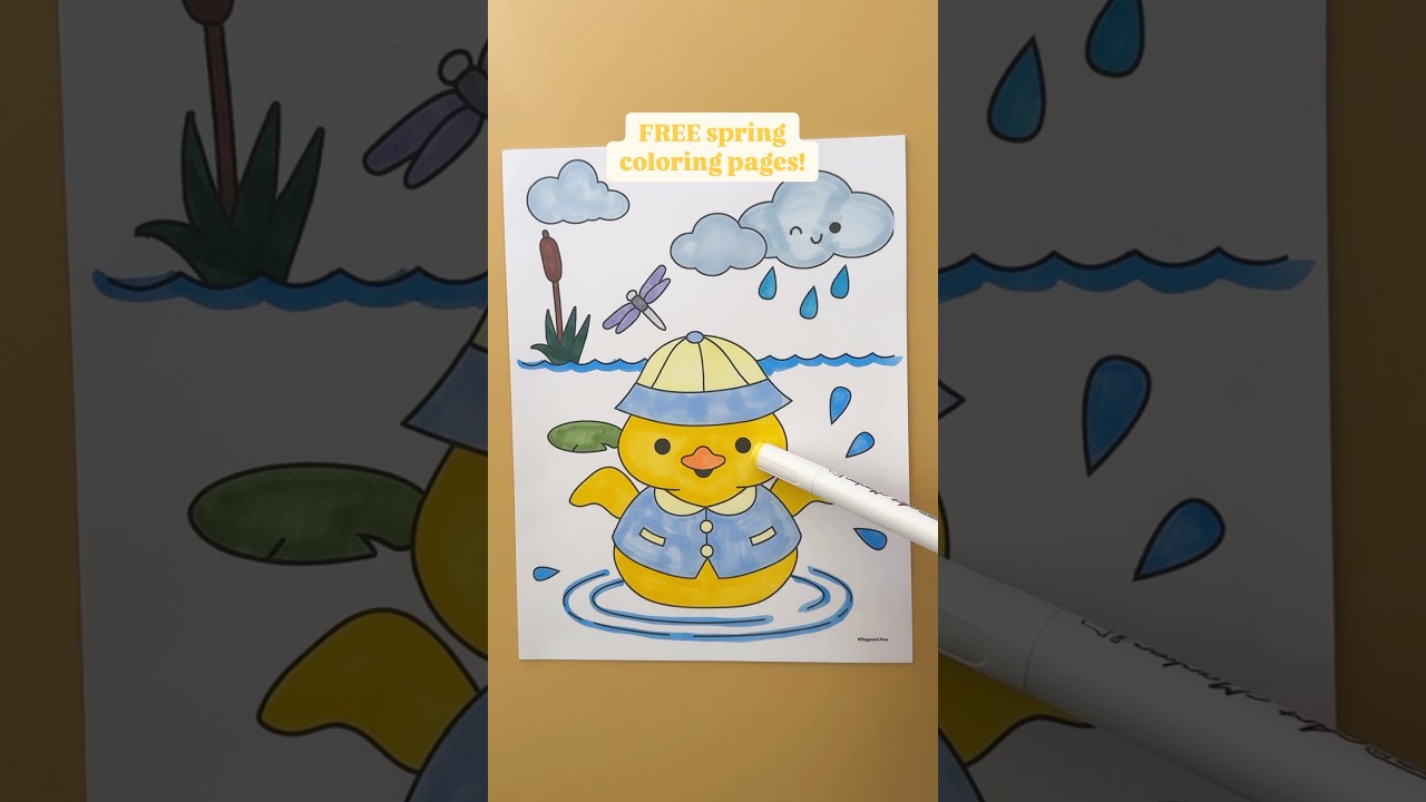 Free printable coloring pages for Spring at Playground Press! ☔️