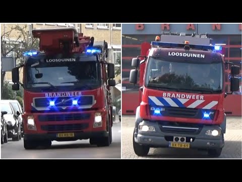 5X Brandweer loosduinen met spoed onderweg naar meldingen in Den Haag