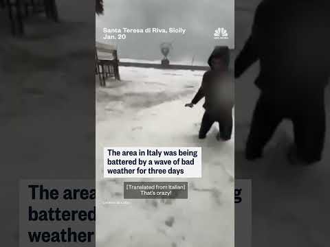 The mayor of Taormina and his team were hit by a freak wave during a storm