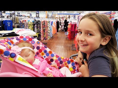 Shopping with Reborn Baby Doll Olivia and Sophia for Newborn Baby Supplies at Walmart Shopping Haul