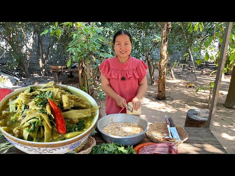 Traditional Khmer Samlor KorKo Young Palm (Palm Heart) with Pork Bones | Cambodian Cooking Recipe