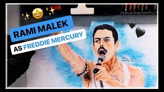 Drawing of Rami Malek as Freddie Mercury