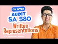 SA 580 Written Representation Revision | CA Inter Audit | CA Shubham Keswani (AIR 8)