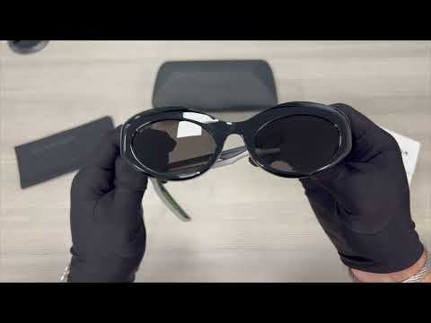 Balenciaga Extreme BB0053S 005 Sunglasses Women's Black-Green/Grey