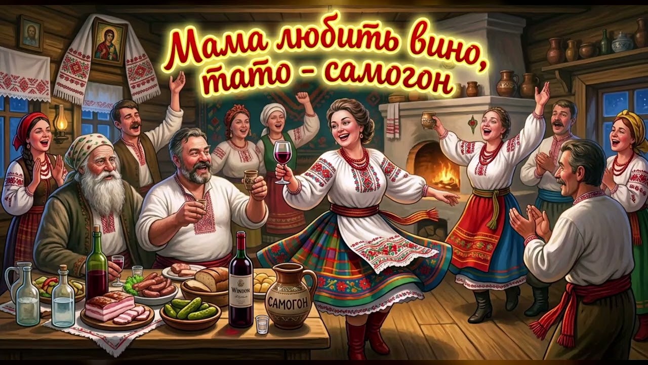 Мама любить вино, тато — самогон — сучасна жартівлива українська пісня