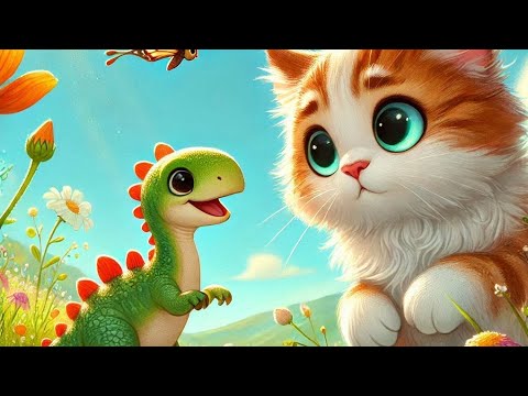 Cats 🐈 and dinosaurs 🦖 are playing in the garden #cats #dinosaurdance #dinosaur #disney #satisfying
