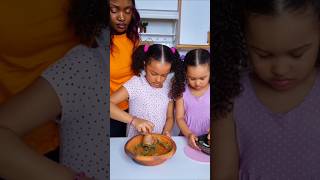 Girls Learning to Grind Veggies in Asanka | Cooking Fun Together #learningtogether #cookingwithkids
