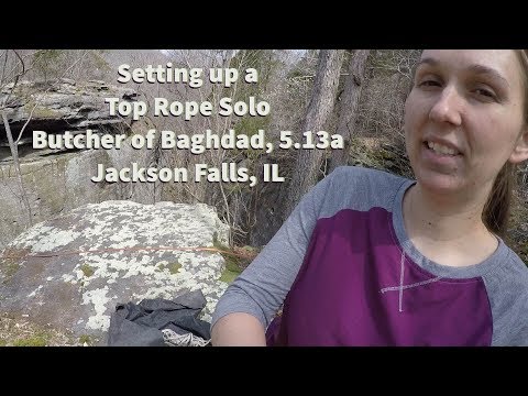 Setting up a Top Rope Solo on Butcher of Baghdad, 5.13a