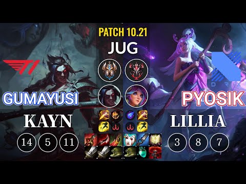 T1 Gumayusi Kayn vs DRX Pyosik Lillia Jungle - KR Patch 10.21