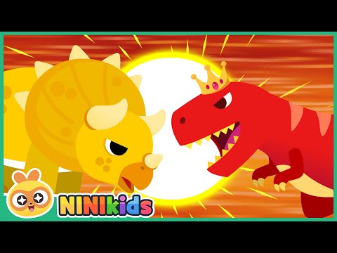 Tyrannosaurus vs Triceratops | Dinosaurs | Shadow Dinosaur Game | T Rex? Triceratops? | NINIkids