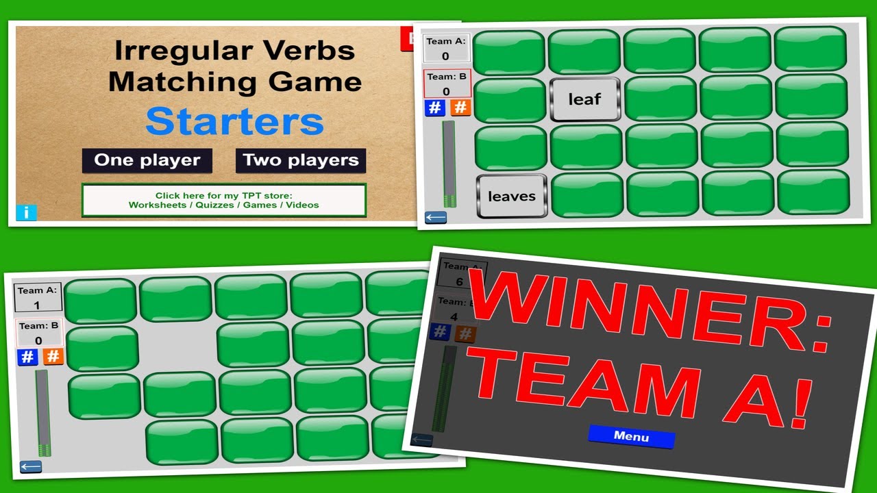 Starters - Irregular Verbs - Matching Game - Free Online Game