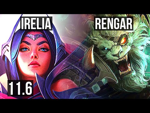 IRELIA vs RENGAR (TOP) | 9 solo kills, 500+ games, Dominating | KR Diamond | v11.6