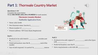 IELTS listening actual test Part 1: Thornvale country market (answer+ transcript)