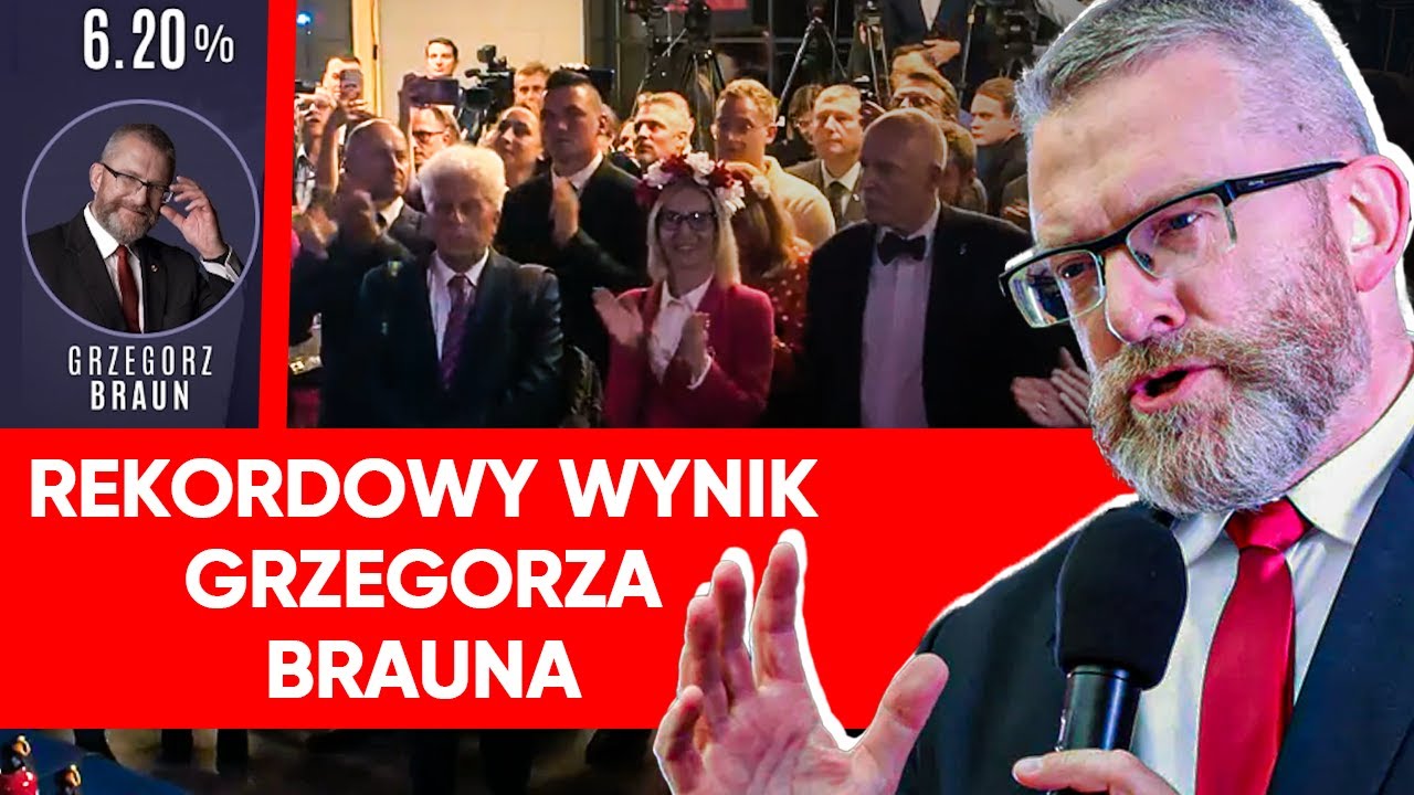 Euforia w sztabie. Grzegorz Braun przemówił. "Wyszliśmy z lasu"