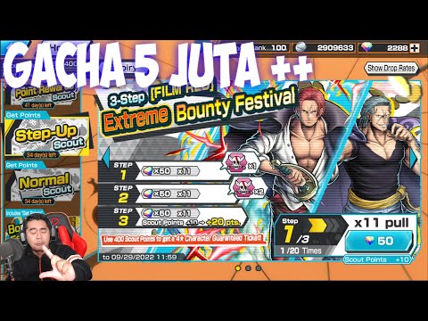 Top Up 5 Juta ++ Demi Gacha Extreme Bounty Festival Shanks Film Red 🔥🔥 - One Piece Bounty Rush