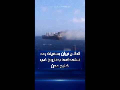 شاهد بالفيديو.. لحظة إنقاذ طاقم سفينة شحن بعد اندلاع النيران فيها جراء إصابتها بصاروخ أطلقه الحوثيون