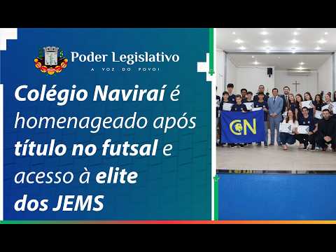 Colégio Naviraí é homenageado após título no futsal e acesso à elite dos JEMS
