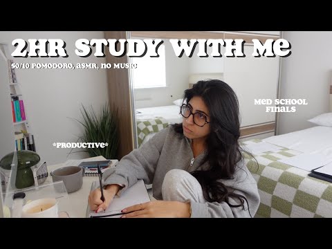 Study With Me for Finals 🎧 2 hour 50/10 pomodoro, no music, background noise, medical student