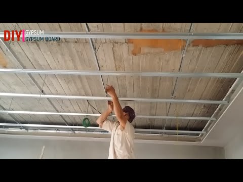 Create ceiling from gypsum board/ gypsum board installation