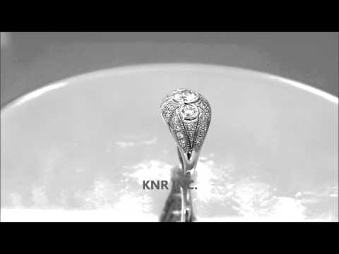 K WHITE GOLD ROUND CUT DIAMOND ENGAGEMENT RING BEZEL SET ART DECO 1.75CTW - KNR INC - 568