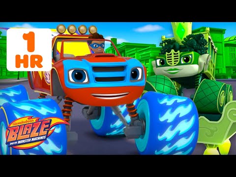 Blaze Defeats the Green Queen & More SUPERHERO Rescues! 👑 w/ AJ | Blaze and the Monster Machines