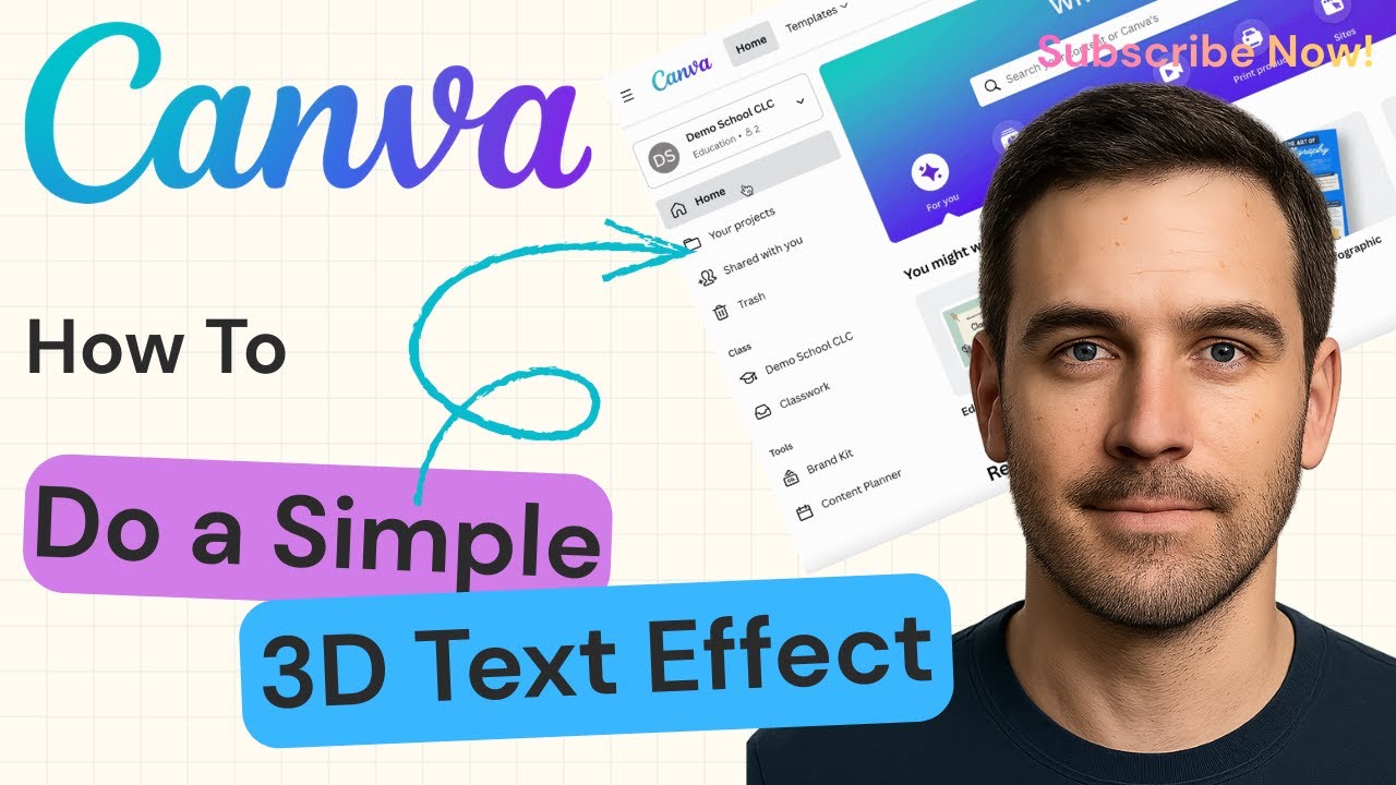 Simple Easy 3D Text Effect in Canva | Canva Tutorial 2025