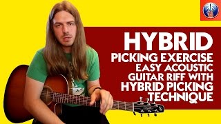 Hybrid Picking Exercise - Easy Acoustic Guitar Riff with Hybrid Picking Technique