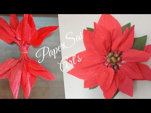Giant Crepe paper Poinsettia flower, Christmas decor,Flores de papel crêpe,Handmade@PaperSai Art's