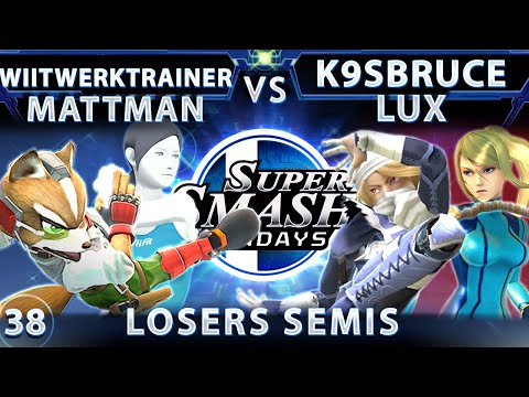 SSS 38 - Wii Twerk Trainer & Mattman (Blue) Vs K9sbruce & Lux (Red) SSB4 Losers Semis - Smash Wii U
