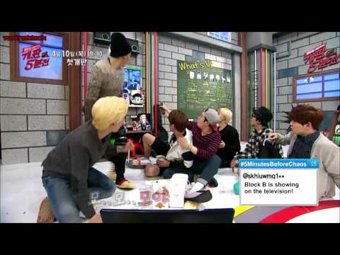 [7ONTHEBLOCK] 140402 5 Min Before Chaos - Block B live on air while eating chicken