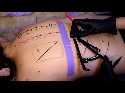 💤ASMR examen BIZARRE du dos : traçage, contrôle de la colonne vertébrale et allergies
