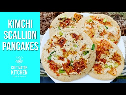 Kimchi Scallion Pancakes πΆ Gluten-Free Oil-Free & Vegan