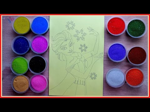 Tô Màu Tranh Cát Công Chúa Băng Giá Elsa Frozen | Sand painting Elsa Princess