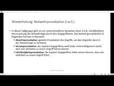 Strafrecht GK I - Wiederholungseinheit zur Notwehr (insbesondere Notwehrprovokation)