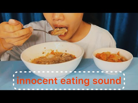 Eating with NO SOUND - Innocent Eating - Pork Porridge ASMR eating