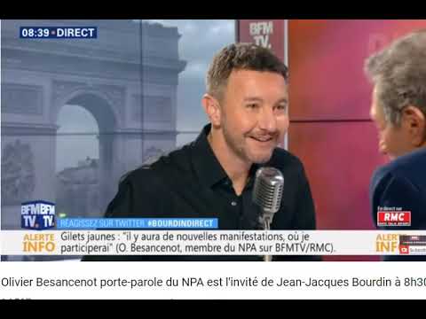 Olivier Besancenot porte parole du NPA est l'invité de Jean Jacques Bourdin à 8h30 partie 1