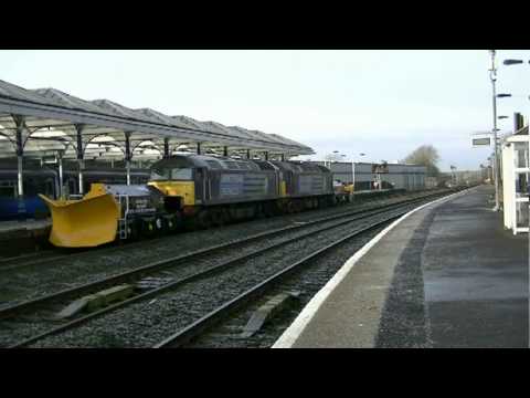 DRS 57009+57004 on 7Z57 Snow Plough move Kilmarnock to Doncaster via Carlisle 2-1-12.mpeg
