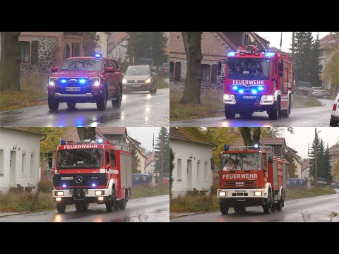 [Gasexplosion sorgt für Dachstuhlbrand!] Einsatzfahrten Feuerwehr und RD zum Großeinsatz in Hönow