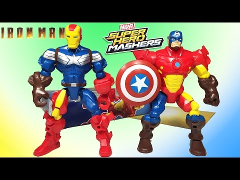 Super Hero Mashers Iron Man Oyuncağını Kaptan Amerika ile Birleştiriyoruz | Süper Oyuncaklar