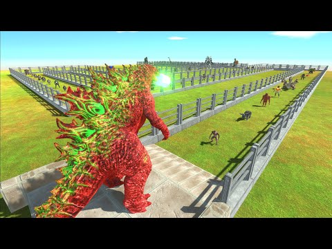 GODZILLA RED vs GIGAN FENCE DEATH RUN - Animal Revolt Battle Simulator