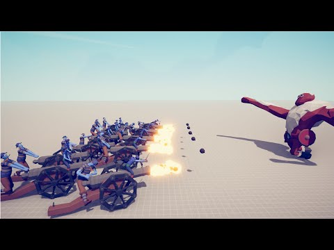 Ice Gaint vs 9 Bomb cannon  in Totally Accurate Battle Simulator TABS