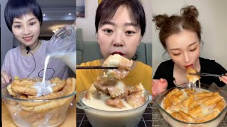 ASMR YOUTIAO (FRIED DOUGHSTICKS) IN MILK MUKBANG | KWAI EATING SHOW | CHINESE DESSERT