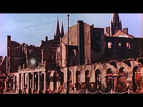 Civilians, damaged buildings and monuments of Wiesbaden, Germany after United Sta...HD Stock Footage